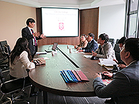 The delegation from Tianjin University meets with Prof. Kenneth Young (2nd on left), Master of C.W. Chu College